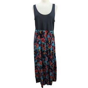 MUDD Black Floral Maxi Sleeveless Dress Floral Criss Cross Comfy Women's Size XL